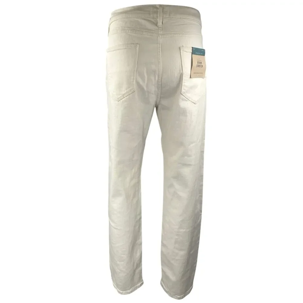 NEW Marks & Spencer Men's White Straight Fit Stretch Denim Jeans Pants Size 36